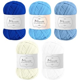 Maxee Crochet Yarn 250 g (50 g x 5 Colours), Acrylic Wool for Knitting, Yarn for Crochet and Knitting, Hand Knitting Yarn Set, Hand Knitting Yarn Cotton Yarn for Crochet, Wool for Knitting and Crafts