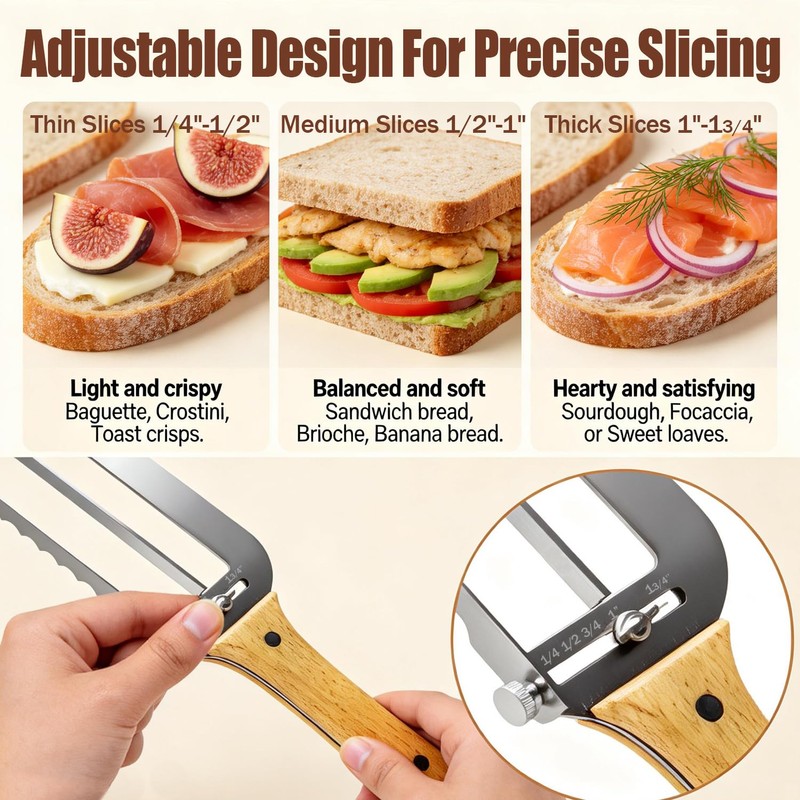 Adjustable Bread Slicer for Perfect Slices - Bread Knife for