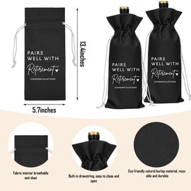 XFW Black Retirement Wine Bag Retirement Gifts for Women Men Farewell Gifts for Coworkers Going Away Gift for Friends Boss