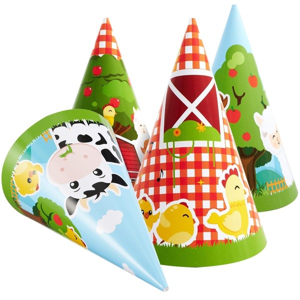 WERNNSAI Pack of 12 Farm Birthday Party Hats - Pack