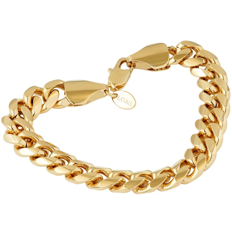 LIFETIME JEWELRY 11mm Miami Curb Cuban Link Chain Bracelet 24k