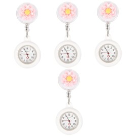 Kisangel 4pcs Retractable Nurse Pocket Watch Clip-on Design for Women Doctors Nursing Watch Sturdy
