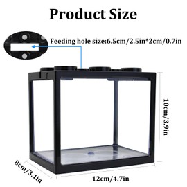 WishLotus Small Fish Tank, Stackable Square Building Block Betta Aquarium with Exhaust Holes Detachable Mini Fish Tank for Single Betta Jellyfish or Small Fish (Black, A)