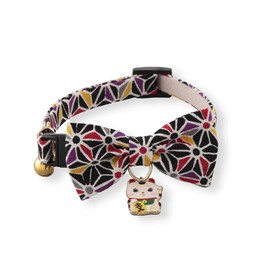 Necoichi Lucky Cat Charm Bow Tie Cat Collar (Black)