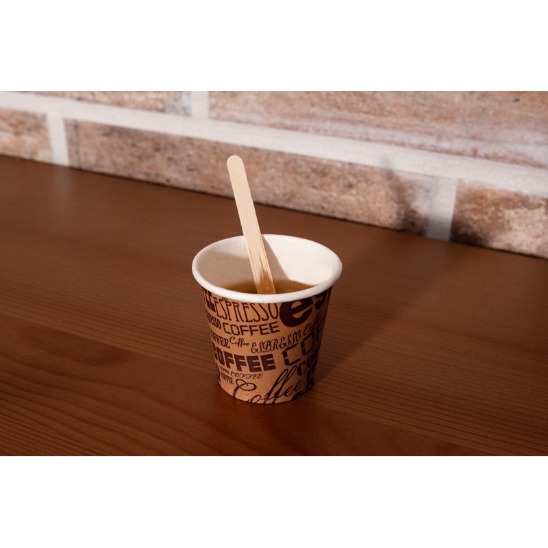 Bioaiks KIT Office 250 Paper Coffee Cups with Wooden Scoops