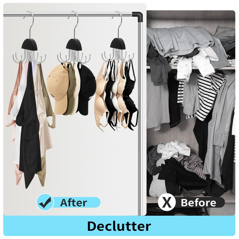 3 Pack Metal 8 Hook Bra Tank Top Hanger, Space