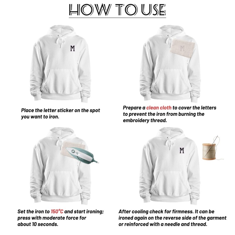 52pcs Iron on Letters Patches, A to Z Black Iron