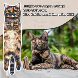 Infaccial Funny Cat Hand Towel for Kitchen and Bathroom,Decorative Hanging Cat Towels for Cat Lovers,Christmas Cat Gifts for Women(Tortoiseshell Cat)
