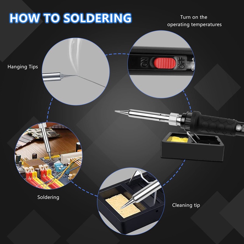 Soldering Iron Kit, 60W 110V Soldering Irons, Adjustable Temperature Soldering
