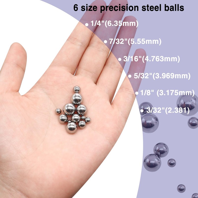 Taiss 620PCS 304 Stainless Steel Precision Balls,Bicycle Bearing Balls Assortment