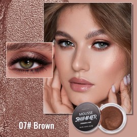 Erinde Shimmer Cream Eyeshadow, Highlighter Creme Eye Shadow Palette, Waterproof Long Lasting, Soft Shimmer Glitter Eye Brightener Makeup,Vegan & Cruelty, 07 Brown