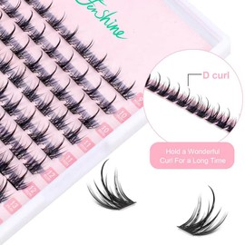 Fenshine Cluster Lashes Individual Lashes Wide Stem C/D Curl 9-15 mm Length DIY Eyelash Extension Individual Soft False Lashes for Personal Use at Home (Mix 9-15 mm, D Curl Spire Wheat Style)