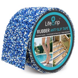 LifeGrip Rubber Anti Slip Tape, 4" x15' Waterproof Grip Tape for Pool, Blue