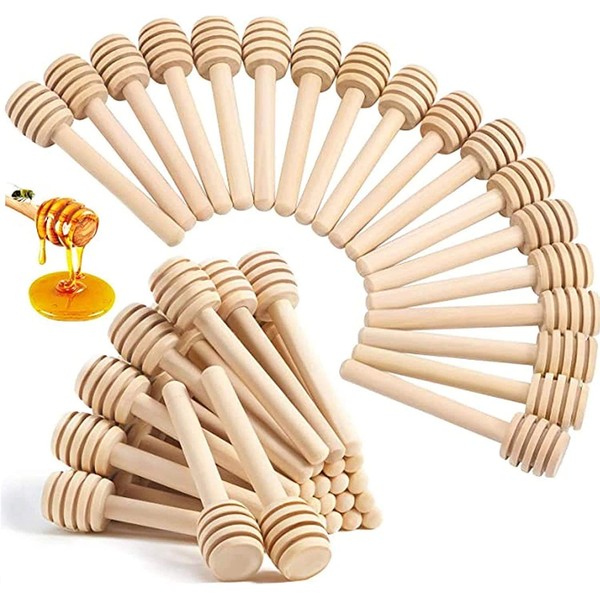Wood Honey Dipper Sticks - Searea 50Pcs 3Inch Wooden Honey Dipper Stick Wooden Syrup Dippers Honeycomb Sticks Perfect for Drizzling Honey,Maple Syrup,Chocolate, Caramel,Honey Spoons
