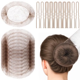 Fandamei Fandamei Hair Accessories Set: 20PCS Mesh Hair Nets Invisible and 40PCS U Shaped Hair Pins for Women, Girls, Ballet Bun Maker & Dance (Hair Nets- 20 inch(50cm), Hair Pins- 2.4 inch(6cm)),Tan Brown