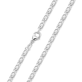 MATERIA by Matthias Wagner S Curb Chain Silver 925 Women Men 1.6 mm Diamond-Coated Rhodium-Plated 40-80 cm, Sterling Silver, No Gemstone