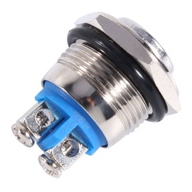 Momentary Push Button Start Switch, 16mm 12V Waterproof Metal Button Push Switch ON OFF Horn Switch Silver with Screw Terminal for 16mm 5/8" Mounting Hole