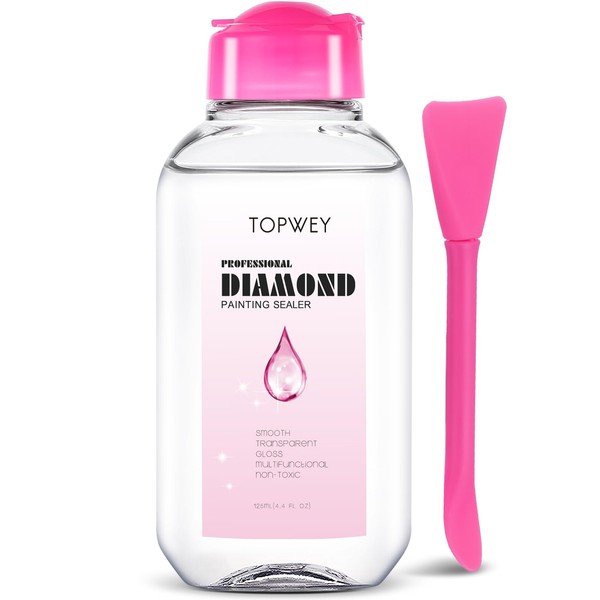 Diamond Painting Sealer, Topwey Diamond Painting Adhesive with Applicator Helps retain Your Diamond Sparkle，Also Applicable to Puzzles for Adults(125ML 4.4OZ)