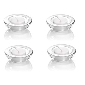 4 Pack,Clear Tealight Candle Holders, 3" Round Chunky Glass Candle Holder