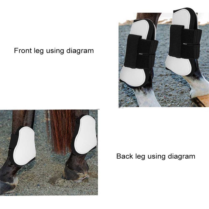 4PCS White PU Shell Horse Front Back Leg Guard Boot