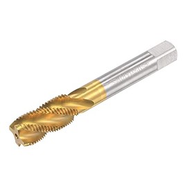 uxcell Spiral Flute Threading Tap M16 x 1.5, Metric HSS (High Speed Steel) Titanium Plated Machine Thread Screw Tap 4 Flutes Tapping Tool H2 Tolerance