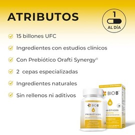 BIO B  Probióticos Prenatal con 15 billones UFC y cepas especializadas  prebióticos  30 cápsulas veganas                                              