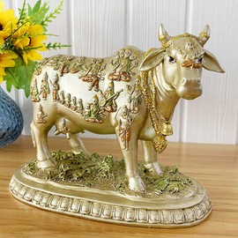 BangBangDa Hindu God Nandi Cow Statue - Hinduism Diwali Gifts Decor Sculpture - Indian Wedding Return Pooja Item