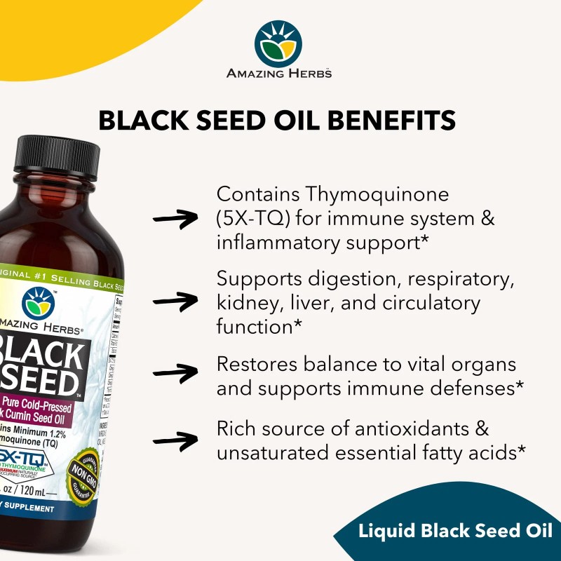 Amazing Herbs Black Seed Cold-Pressed Oil - 4 Ounces