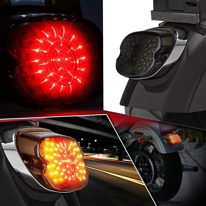 QUASCO LED Motorcycle Brake Tail Light with Turn Signals Smoked