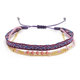 Zirconyxx Boho Stretch Bracelets for Women - 2 Color Options with Japanese Miyuki beads & 18K Gold Plated Chains | Stackable Bohemian Jewelry, Natural Stone Accents Fashion Accessories (green)