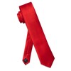 YourTies Red Solid Skinny Tie and Pocket Square Tie Clip