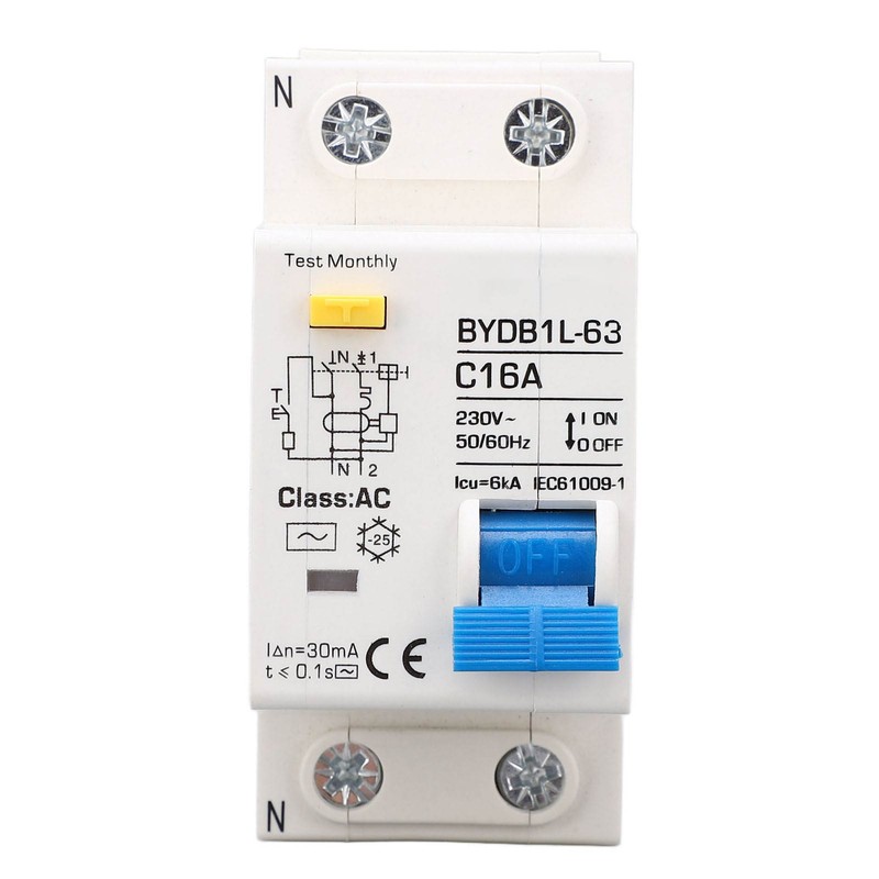 Circuit Breaker 1P+N AC 16A Residual Current Earth Leakage Protection