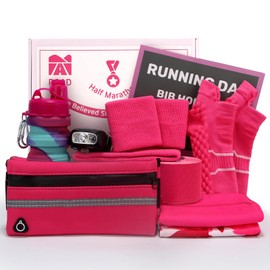Running Gift Box - 13 Runner Essentials Kit With Belt, Headlamp, Kinesiology Tape, Folding Water Cup & More - Marathon Training, Night and Trail Running Outdoor Fitness Gift for Men Women