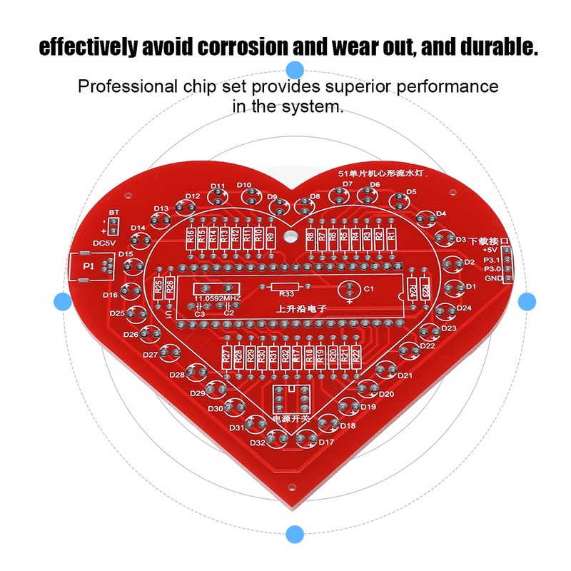 DIY Colorful MCU Module Heart shaped Lamp Light Electronic Circuit