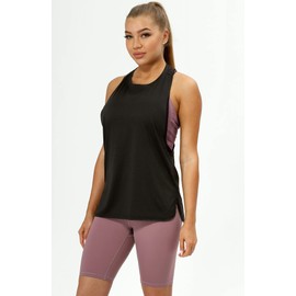 icyzone Workout Tank Tops for Women - Running Muscle Tank Sport Exercise Gym Yoga Tops Athletic Shirts(Pack of 3) (XS, Black/Dusty Orange/Neon Pink)