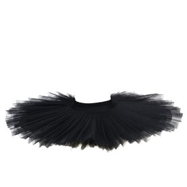 Ballet Dance Practice Short Skirt Without Top, 6-Layer Hard Mesh Gauze Swan Lake Dance Practice Tutu (US, Alpha, X-Large, Regular, Black)