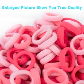Pink Kids Hair Ties for Girls, Seamless Toddler Baby Hair Ties Bands No Damage, Cotton Girls Ponytail Holders for Baby, 0.97 Inch in Diameter by Qarwayoc