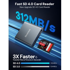 Dockteck SD Card Reader Adapter, 312MB/s SD4.0 Super Speed, USB3.1 SD/TF Card Reader, 3-Slot USBC to SD/Micro SD/USB A Memory Card Reader for UHS-Ⅱ-ⅠSD/Micro SD/SDHC/SDXC/MMC, with OTG for Plug&Play