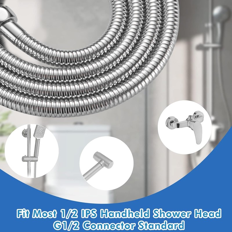 RUMOSE 98 inches Shower Hose Extra Long Stainless Steel Shower