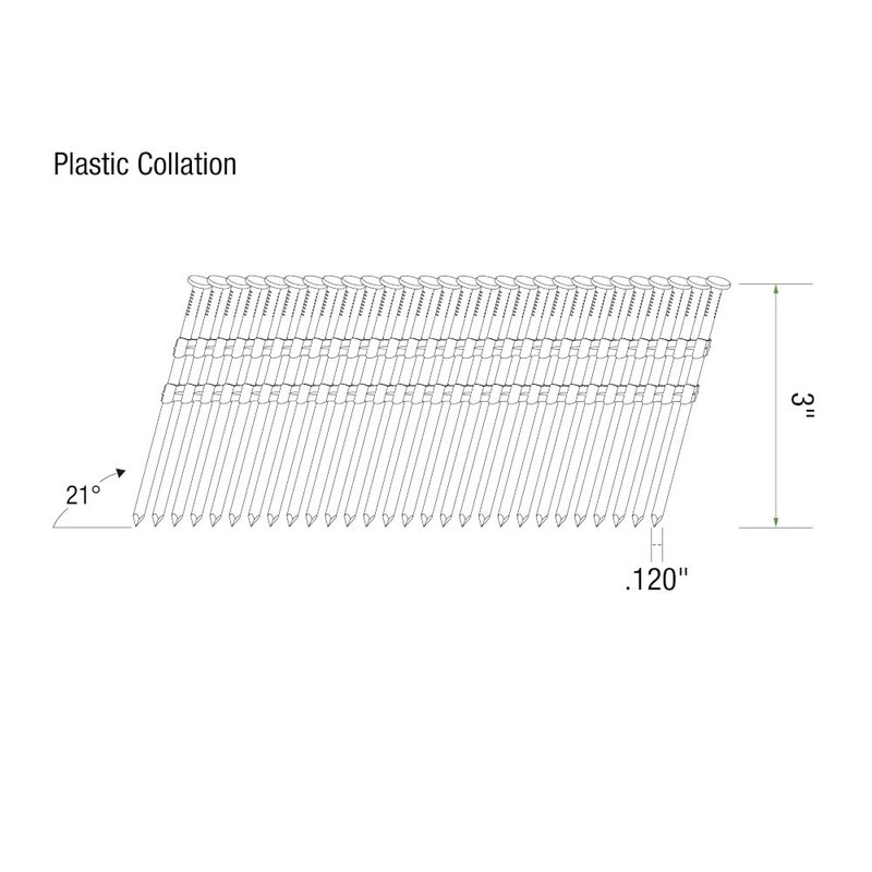 Grip-Rite GR301, 21-degree RH Plastic Strip Collated Fasteners, 3" x