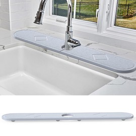 Faucet Absorbent Mat Kitchen Sink Splash Guard, 26" Long Quick Drying Stone Sink Tray, Diatomaceous Faucet Handle Drip Catcher Drying Stone Mat for Kitchen Sink and Bathroom Counter,with Non-slip Dots