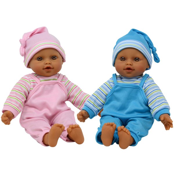The New York Doll Collection 12" Sweet Hispanic Twin Dolls Play Baby Dolls - Doll Pacifier Included