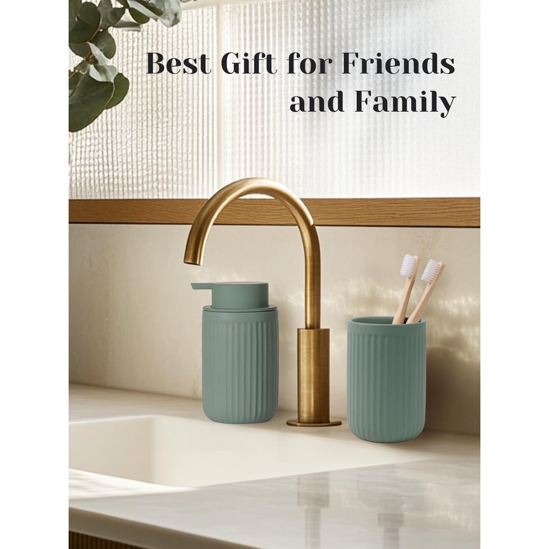 INGOFIN Ceramic Toothbrush Holder, 12 oz Toothpaste Holder Bathroom Cup,