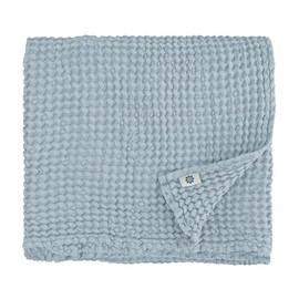 Linen & Cotton Extra Soft Washed Waffle Towel EZRA, 48% Linen, 52% Cotton - 80 x 100cm (32'' x 40''), Sky Blue