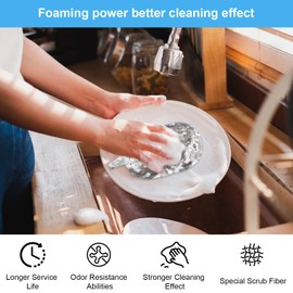 APOMOONS 8 Pcs Küchenschwamm mit 2 Pcs Selbstklebender Haken,Spülschwämme Putzschwamm Scheuerschwamm SchwäMme Küche Beidseitige Verwendbarkeit und doppelte Wirkung Topfreiniger für Geschirr Küche Glas