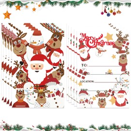 10 PCS Christmas Party Invitations Kids Christmas Party Invites Christmas Card Address Book Christmas Dinner Invitation Name Cards Christmas Drinks Invitation Cards for Kids＆Adult