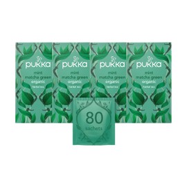 Pukka Herbs | Mint Matcha Green Organic Herbal Tea | Peppermint, Spearmint and Matcha Powder | Perfect For Everyday Vitality | 4 packs | 80 Sachets