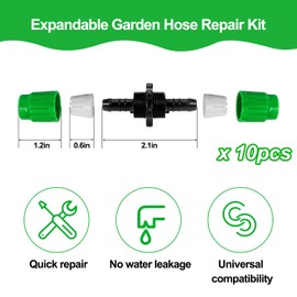 Vodolo Expandable Garden Hose Repair Kit,8 PCS Dual-Channel Hose Female Male Connectors Accessories with Metal Clamp Compatible with Pocket Hose Fit for 3/4" or 5/8" Garden Hose Fitting