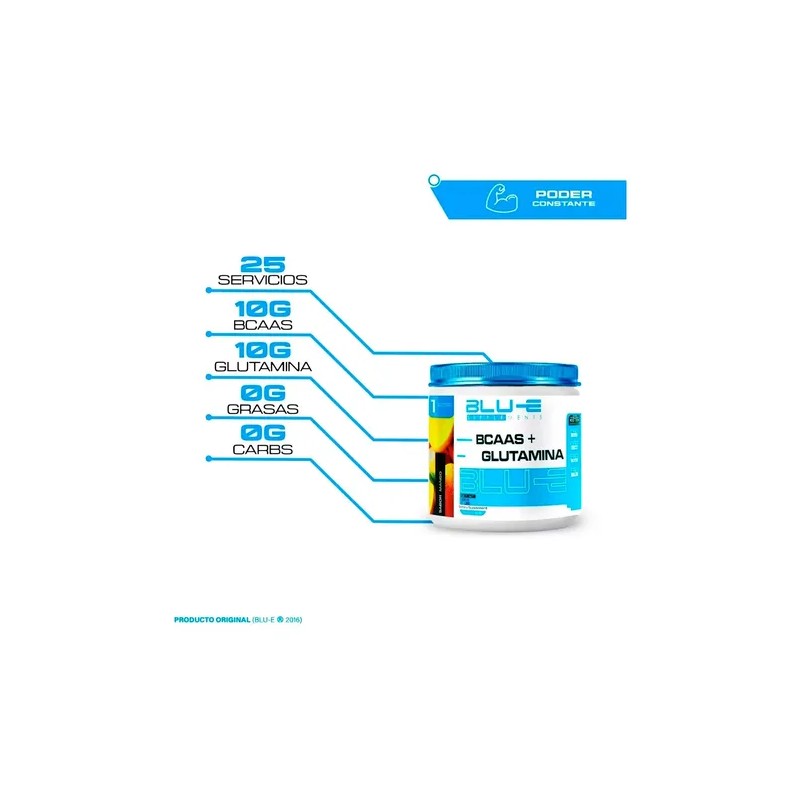 Aminoácidos Bcaas Glutamina Blu-e 500g Varios Sabores