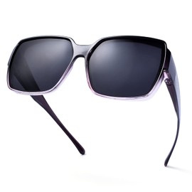 PSI Large Polarized Wraparound Sunglasses Square Sun Glasses 100% UV Protection for Women Men Purple